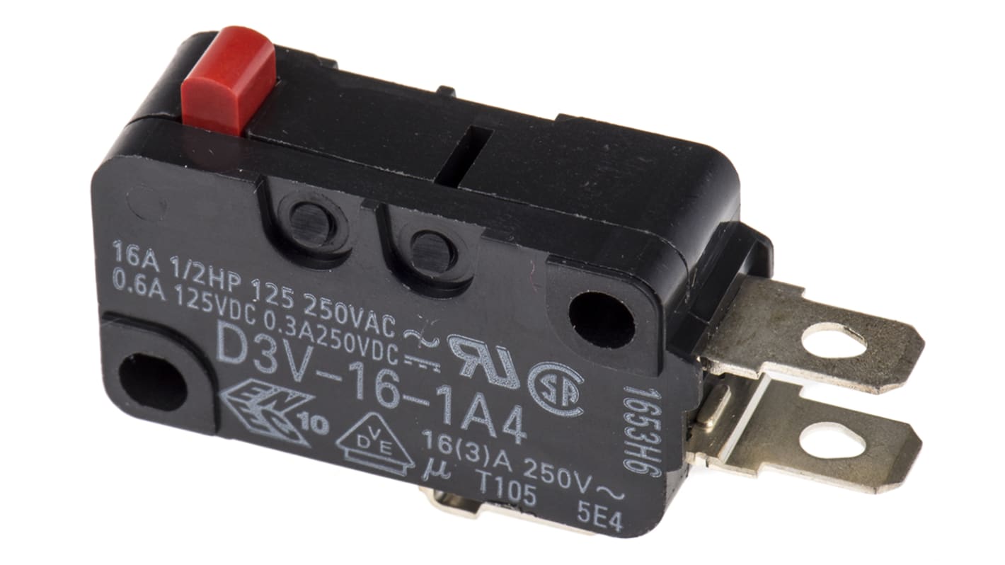 Microinterruttore, Omron, SPDT, 16 A a 250 V c.a., IP40, linguetta a saldare