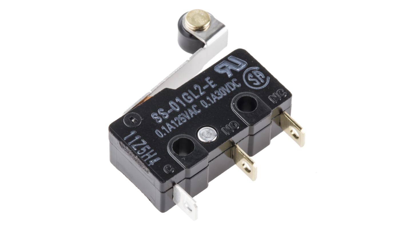 Omron Roller Lever Micro Switch, Solder Terminal, 100 mA @ 30 V dc, SPDT, IP40