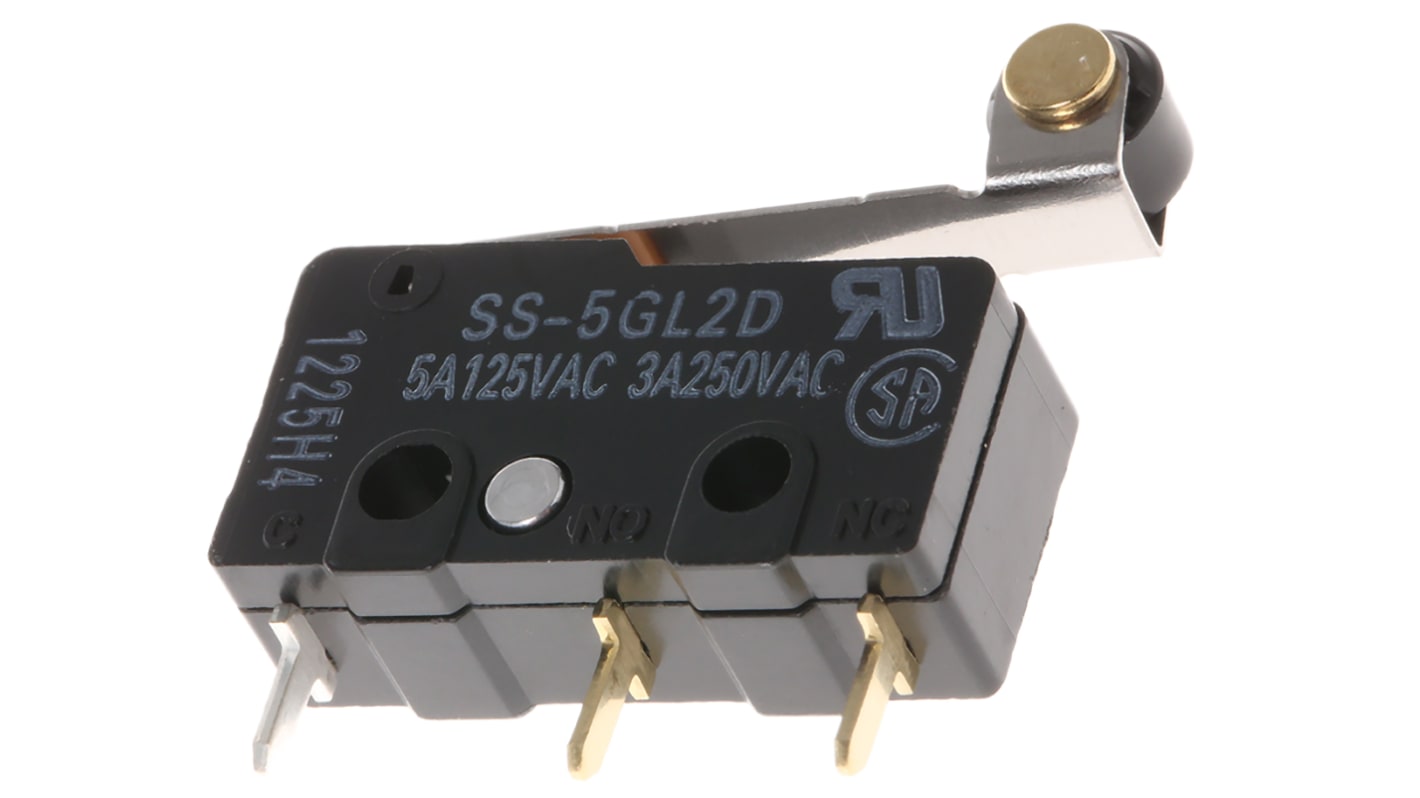 Omron Mikroschalter Rollenhebel-Betätiger Lötanschluss, 5 A @ 125 V ac, SPDT IP 40 0,49 N -25°C - +85°C