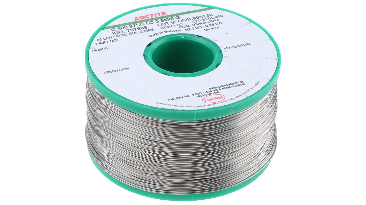 Multicore C400 Lötzinn bleifrei 96.5%Sn 0%Pb 0.5%Cu 3%Ag, 217°C, Ø 0.5mm / 250g