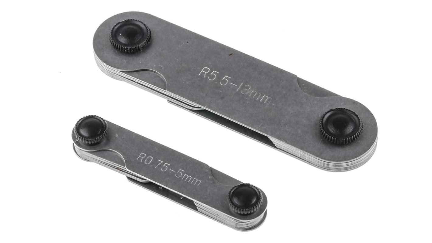 RS PRO Radius Gauge Set Metric 16 Blades 0.25mm 0.75mm to 13mm