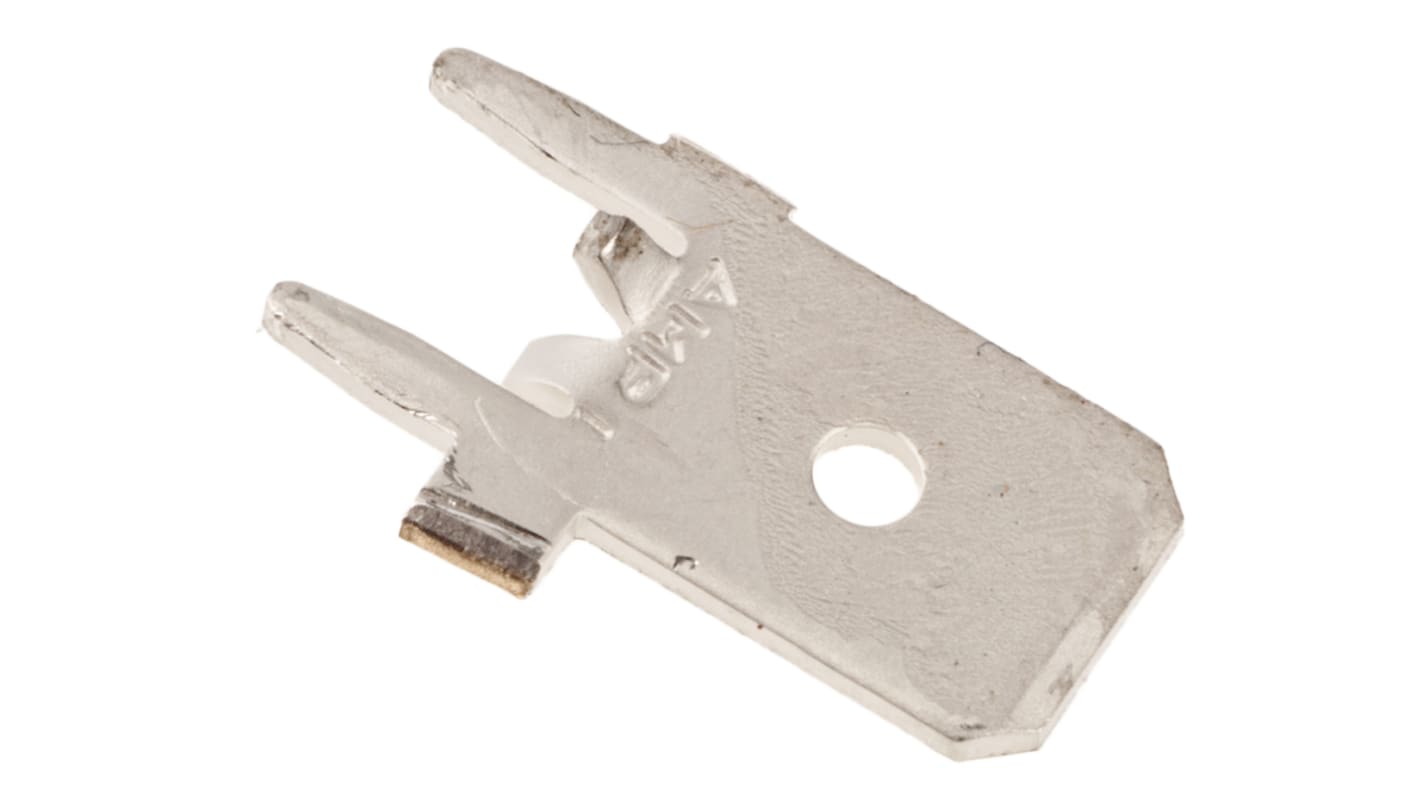 TE Connectivity FASTON .250 Silver Uninsulated Male Spade Connector, PCB Tab, 6.35 x 0.83mm Tab Size