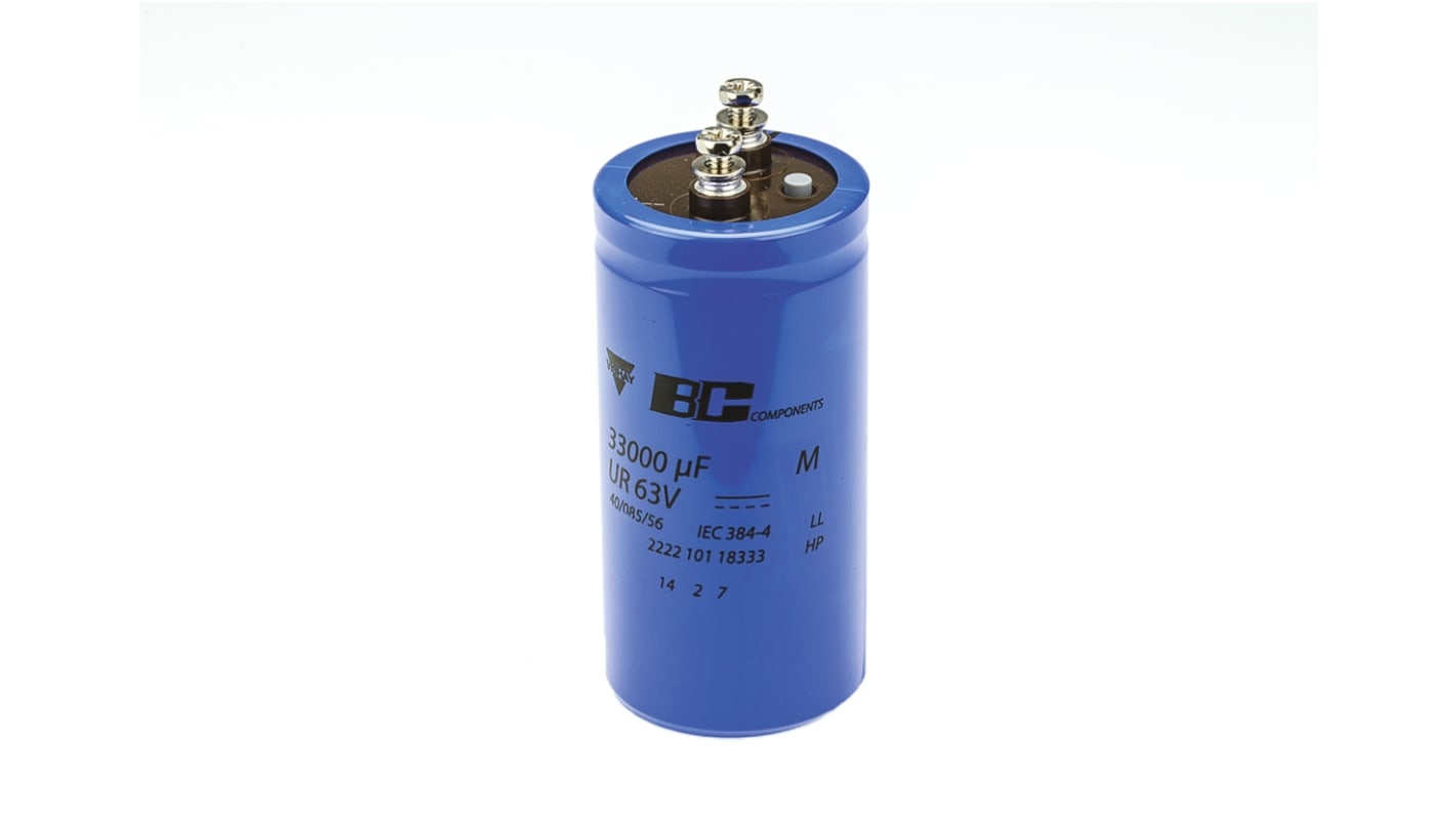 Vishay 33000μF Aluminium Electrolytic Capacitor 63V dc, Screw Terminal - MAL210118333E3