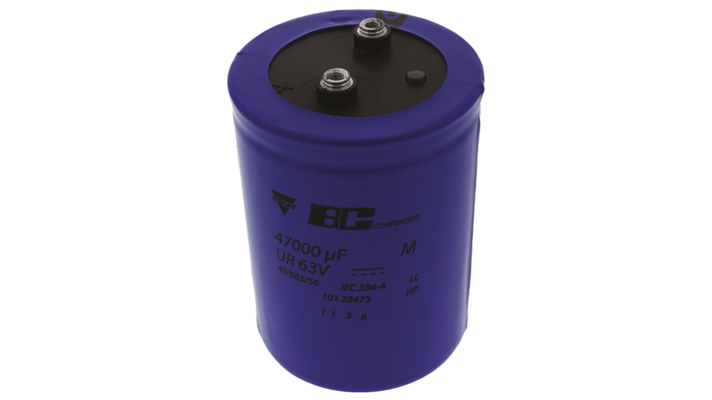 Vishay 47000μF Aluminium Electrolytic Capacitor 63V dc, Screw Terminal - MAL210128473E3