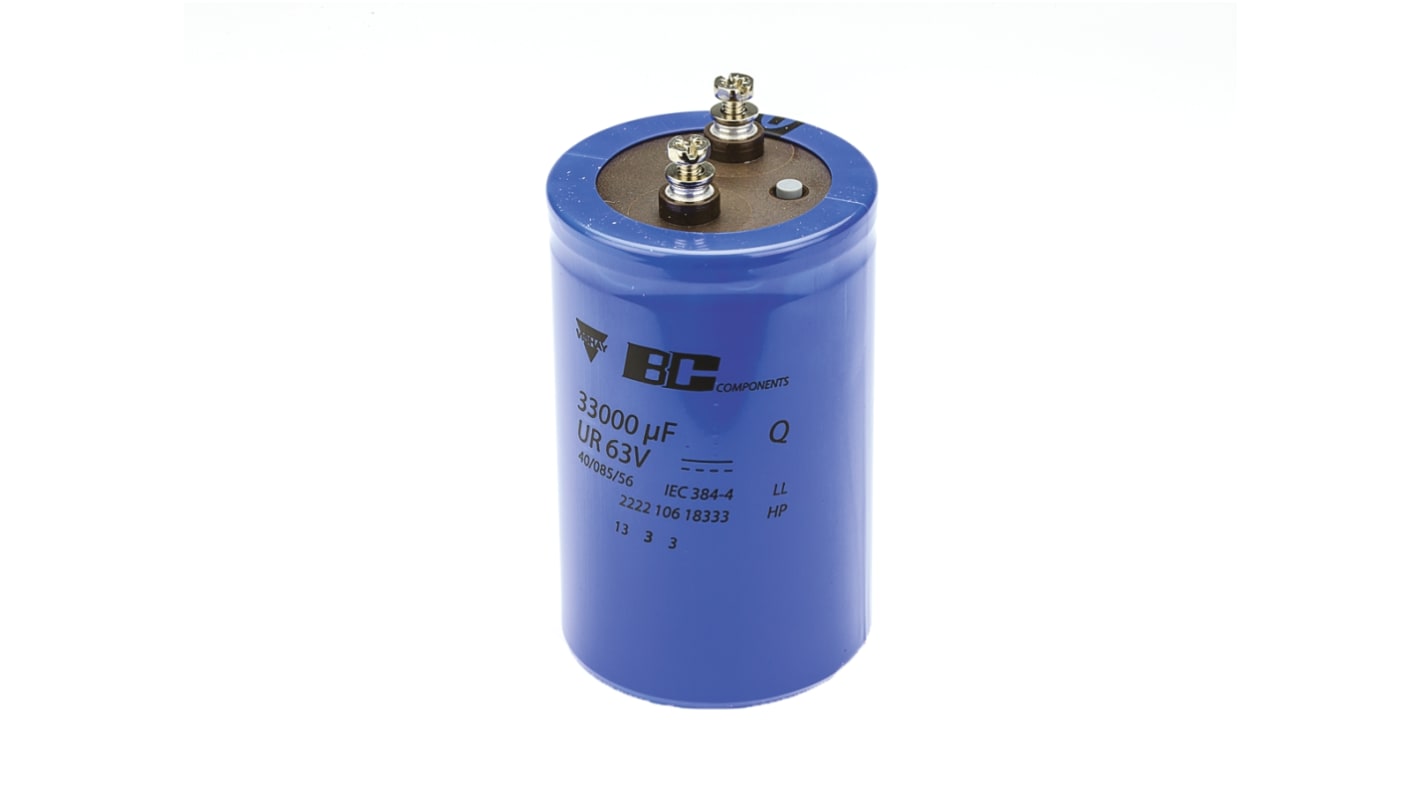Vishay 33000μF Aluminium Electrolytic Capacitor 63V dc, Screw Terminal - MAL210618333E3