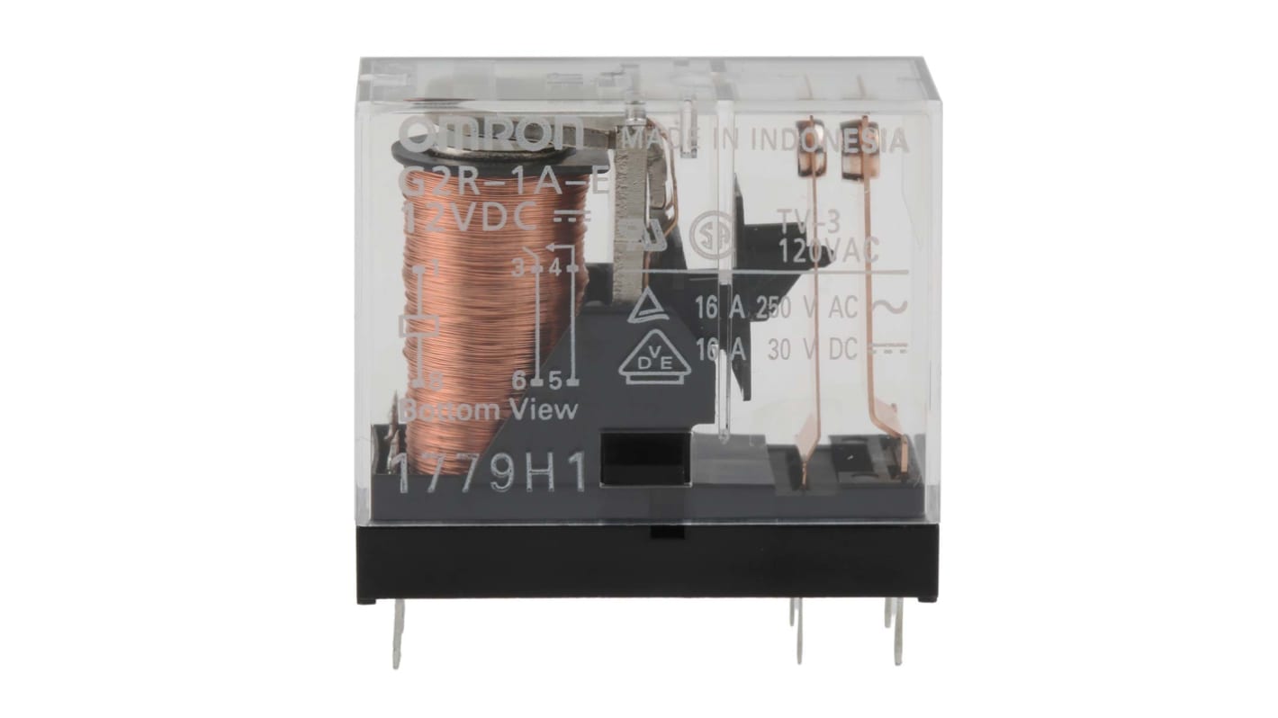 オムロン パワーリレー, 12V dc, SPST, 16A, 基板実装