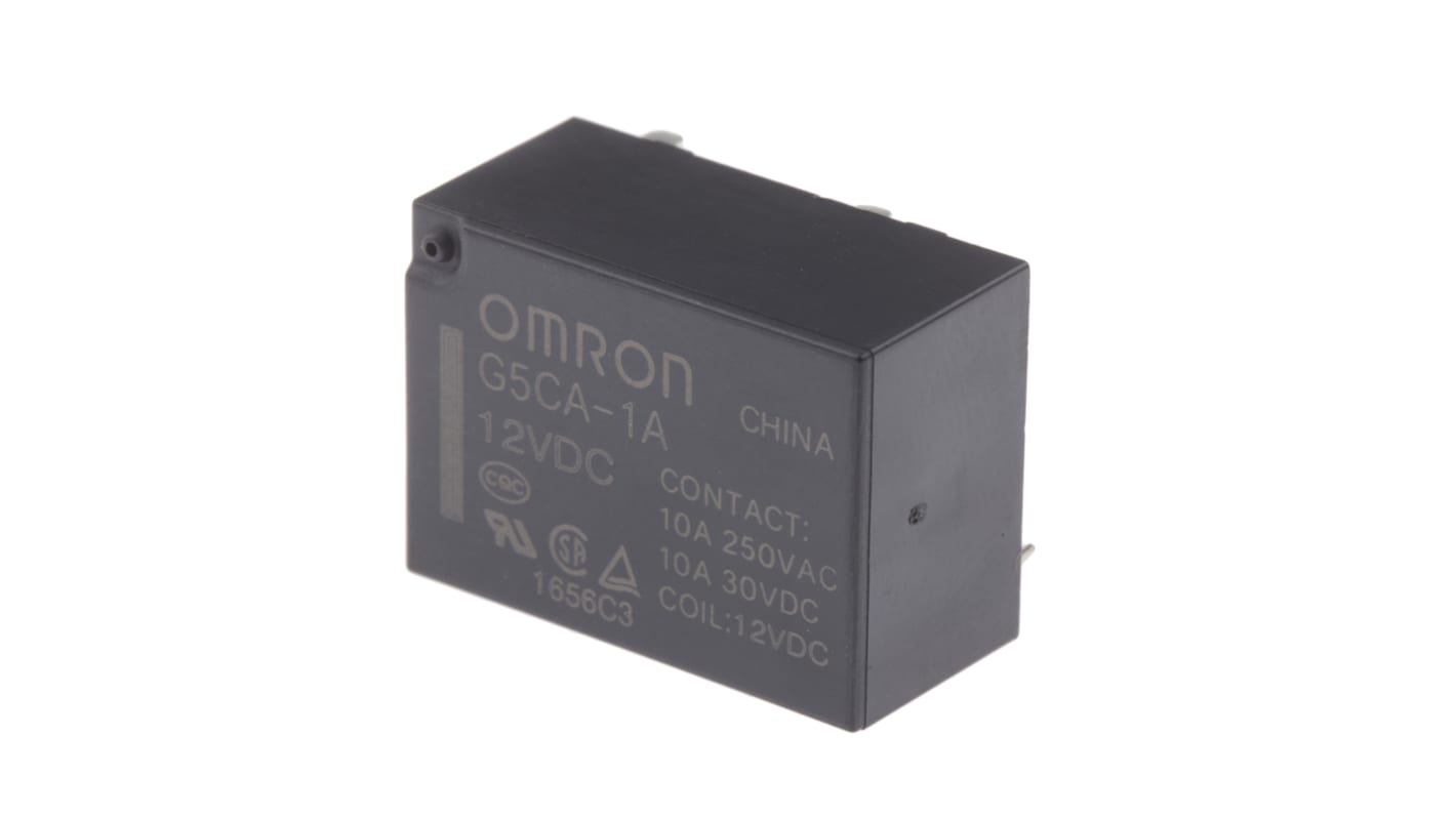 Relé de potencia sin enclavamiento Omron G5CA de 1 polo, SPST, bobina 12V dc, 10A, Montaje en PCB