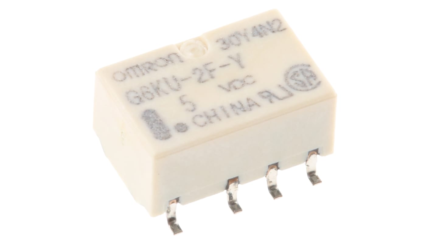 Omron Surface Mount Latching Signal Relay, 5V dc Coil, 1A Switching Current, DPDT