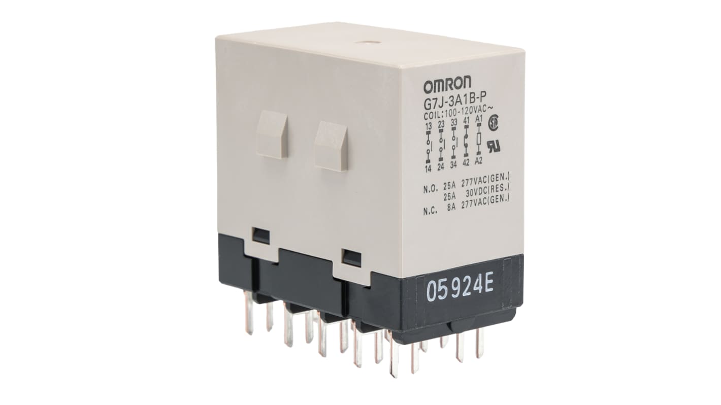 Relé de potencia sin enclavamiento Omron G7J, 3PDT, bobina 100V ac, 25A, Montaje en PCB