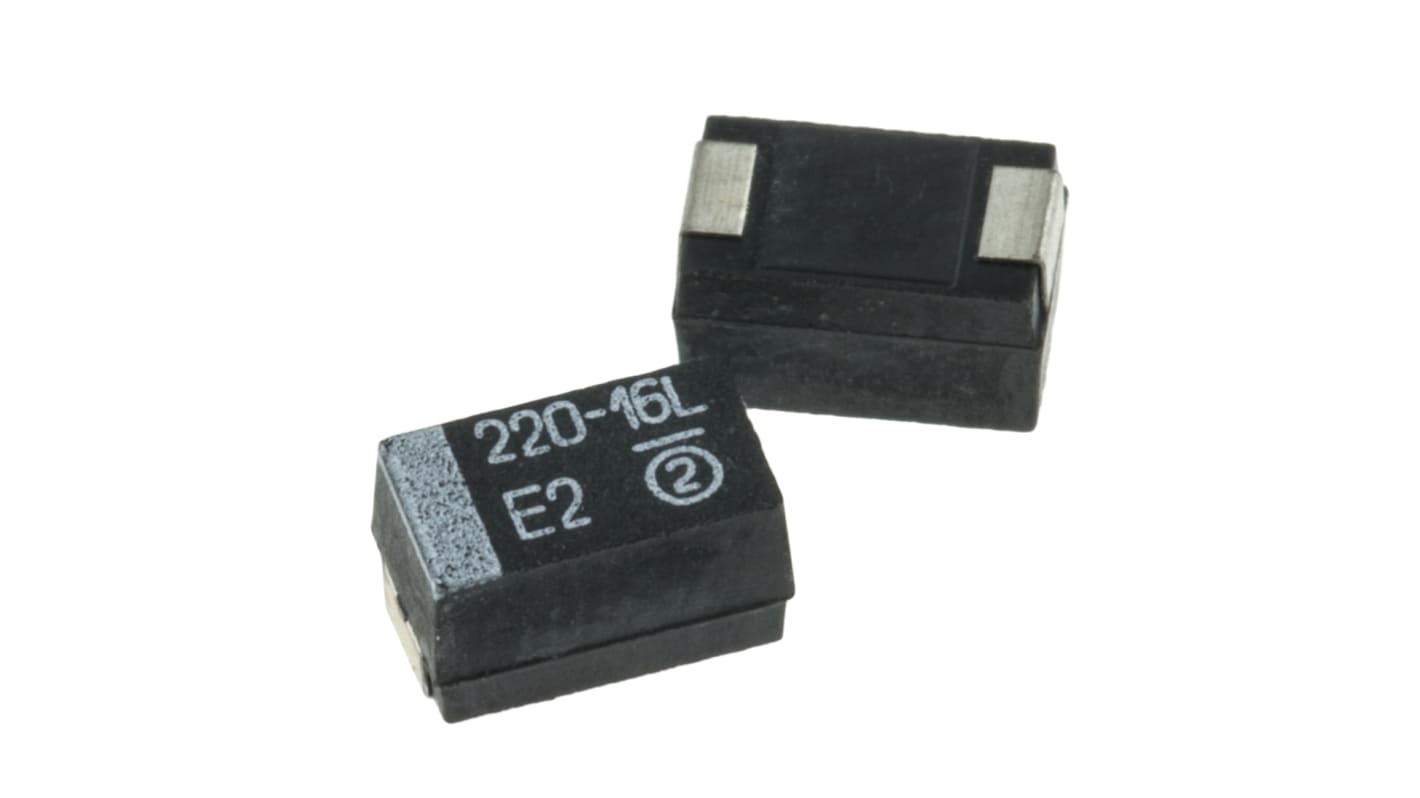 Vishay タンタルコンデンサ,220μF,16V dc,7343-43,TR3E227K016C0100