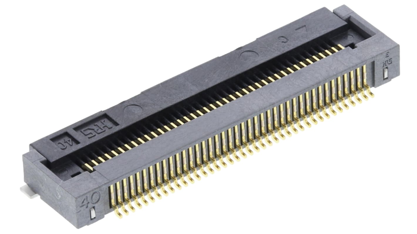 Hirose FPC连接器, 母座, 40p, 0.5mm间距, 单排, SMT安装, 直角, 500mA, 50 V 交流, FH28系列