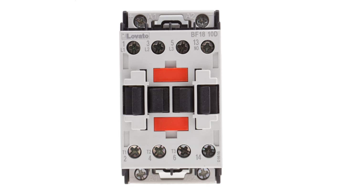 Lovato Orange BF Contactor, 24 V dc Coil, 3-Pole, 18 A, 7.5 kW, 3NO, 440 V ac