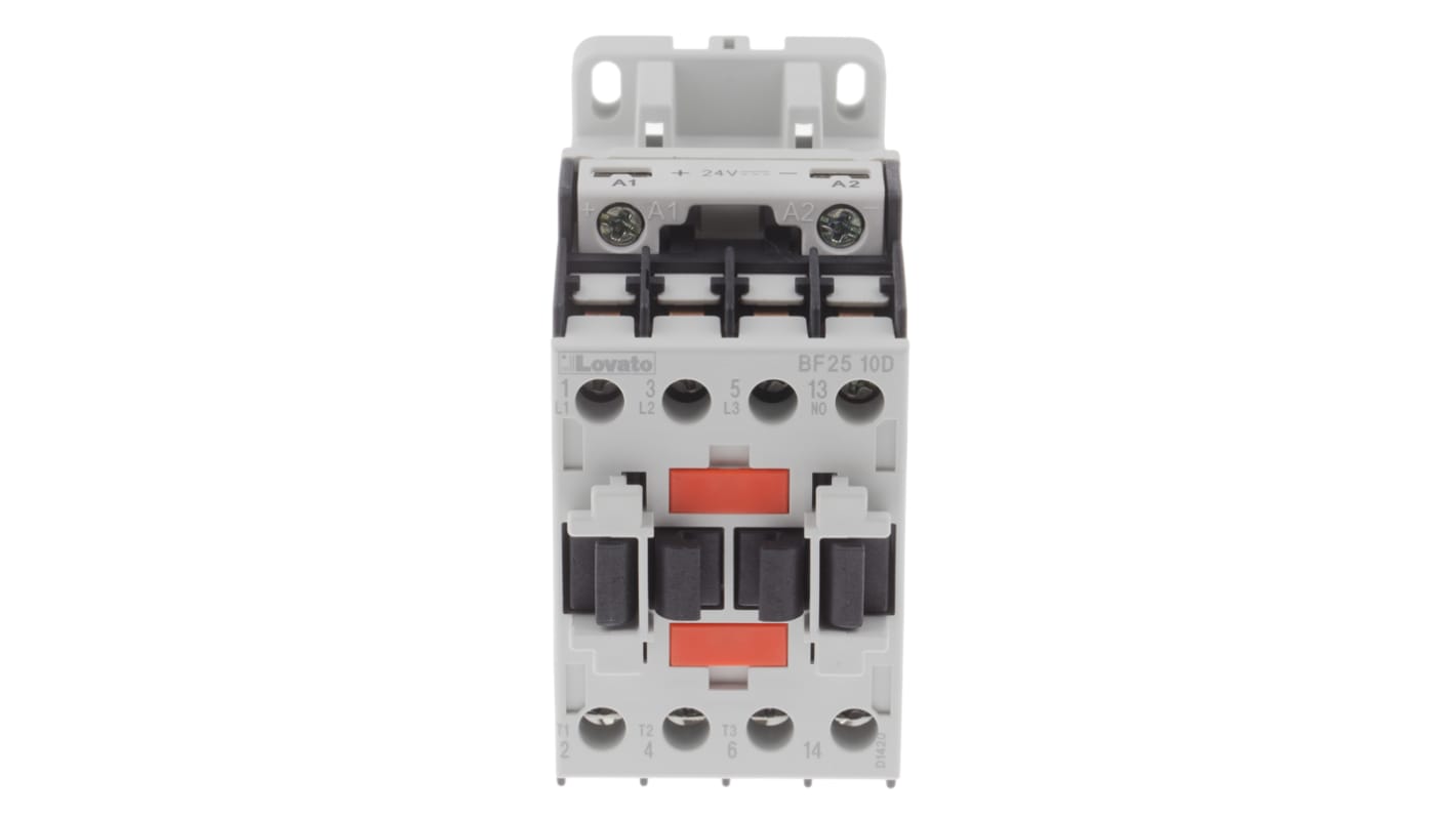 Lovato Orange BF Contactor, 24 V dc Coil, 3-Pole, 25 A, 11 kW, 3NO, 440 V ac