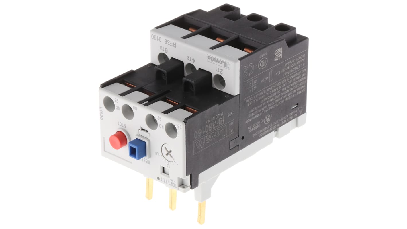 Lovato RF38 Thermal Overload Relay, 1 → 1.6 A F.L.C, 1.6 A Contact Rating, 3P