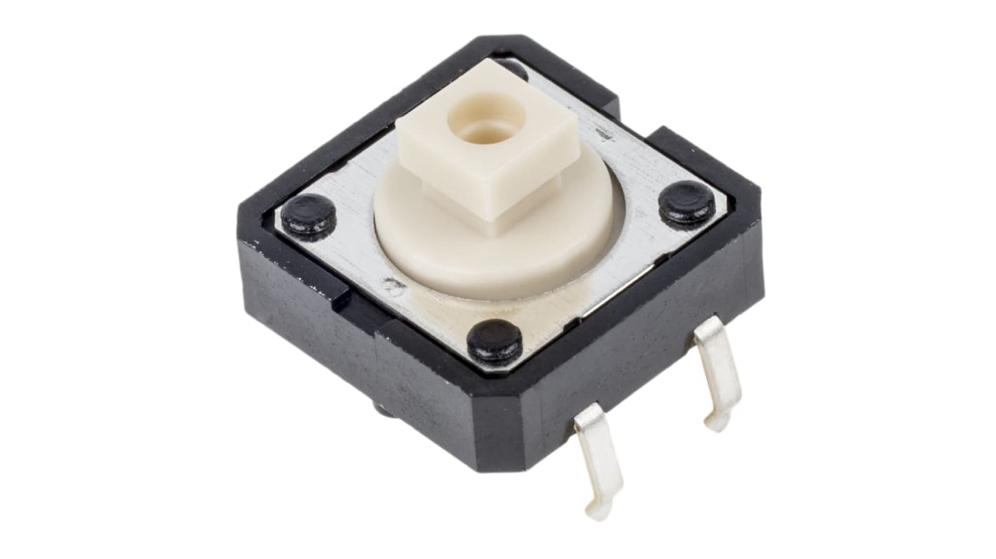 Omron Ivory Plunger Tactile Switch, SPST 50 mA @ 24 V dc 3mm Through Hole