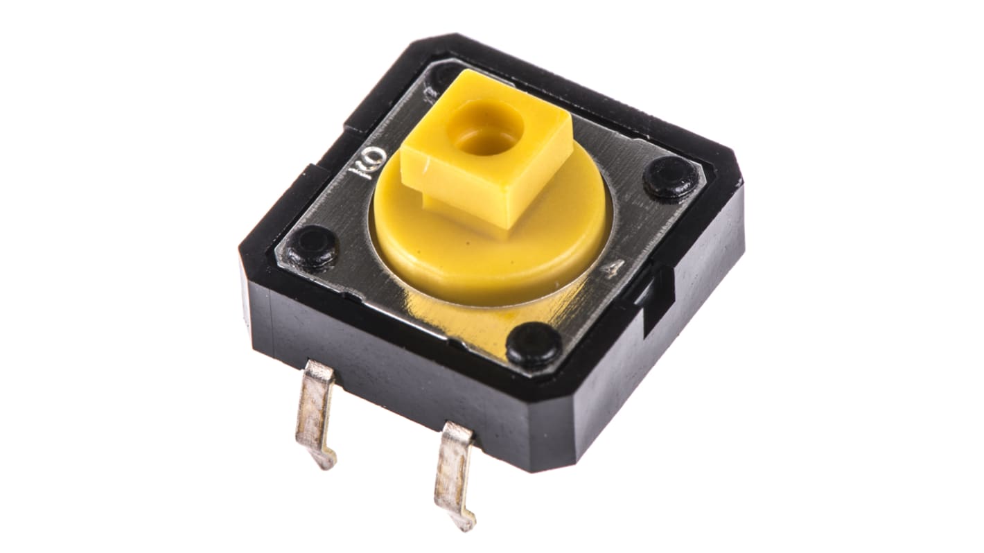 Omron Yellow Plunger Tactile Switch, SPST 50 mA @ 24 V dc 3mm Through Hole