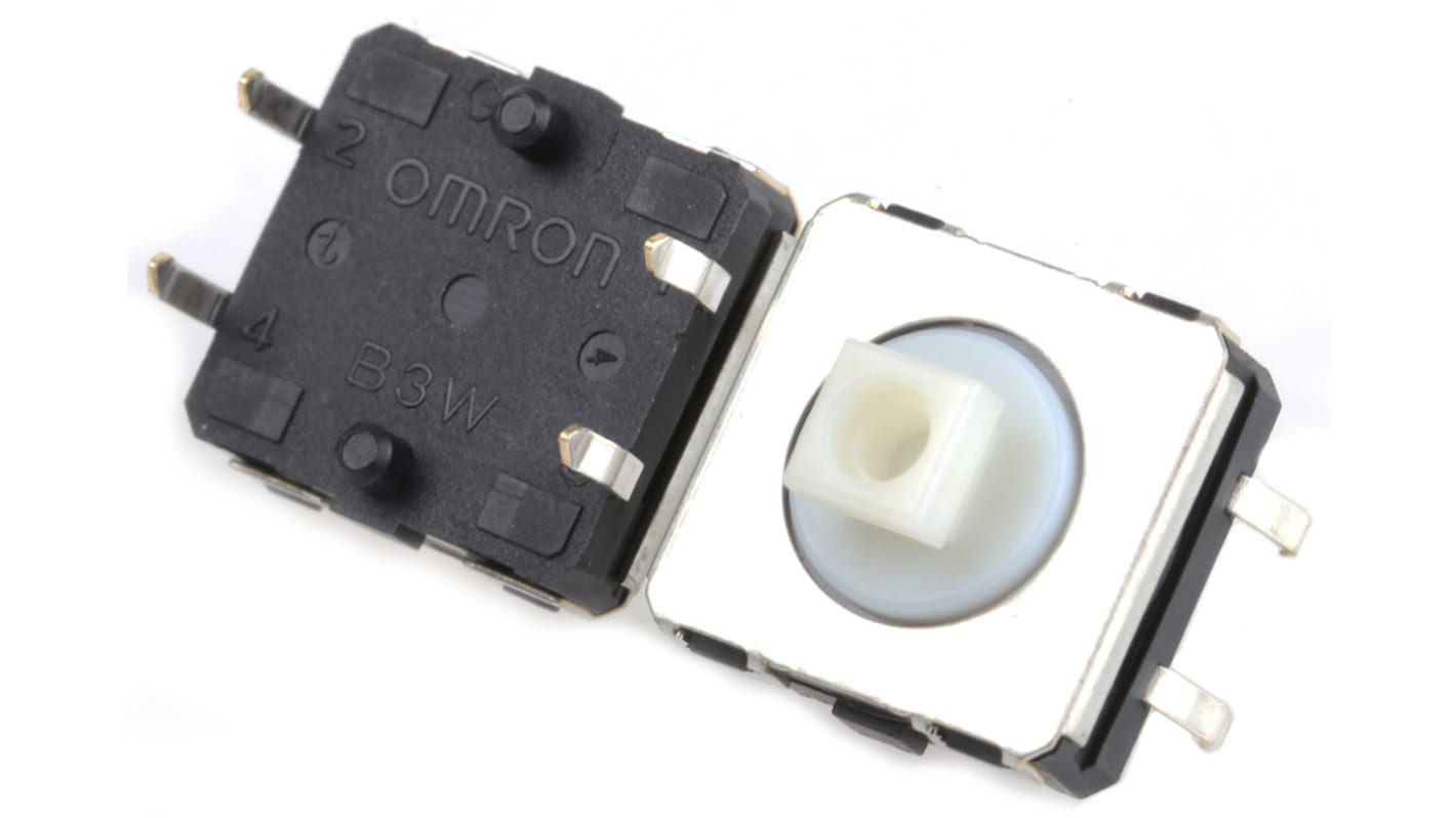 Omron Plunger Tactile Switch, SPST 50 mA @ 24 V dc 3.75mm Through Hole