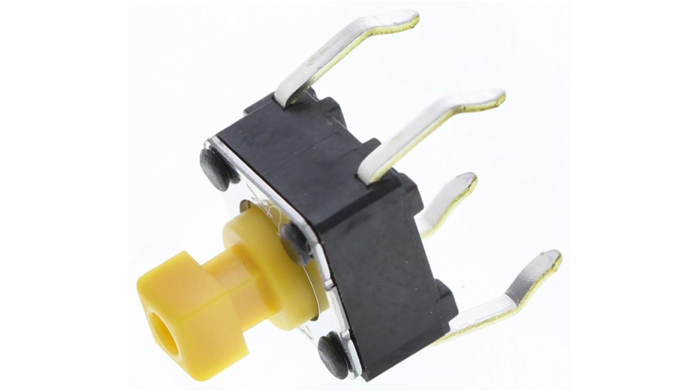 Omron Yellow Plunger Tactile Switch, SPST 50 mA @ 24 V dc 3mm Through Hole