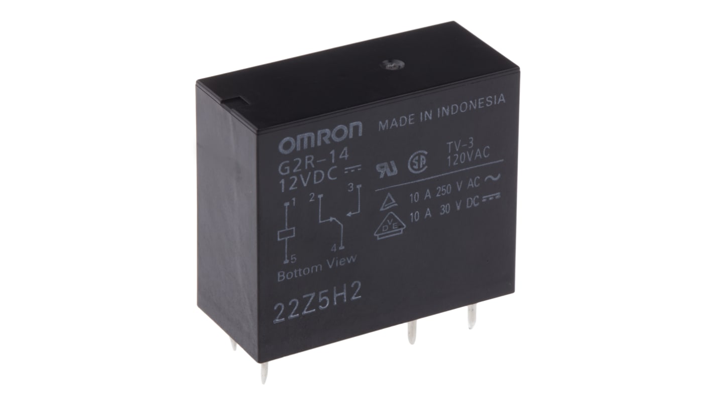 Omron G2R-1 12V dc Spule 1-poliger Wechsler Printrelais 10A 275Ω Monostabiles Relais