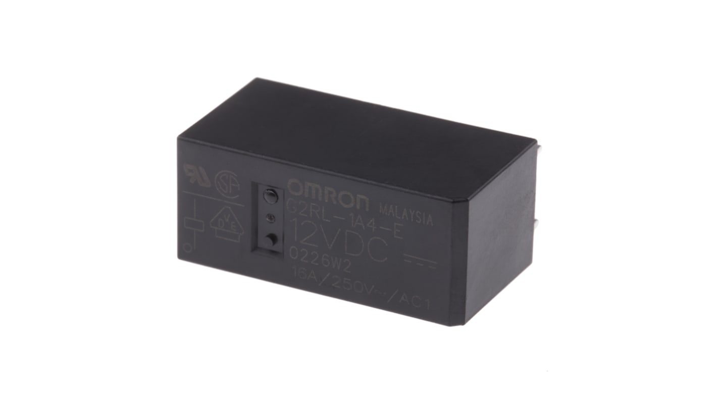Omron PCB Mount Power Relay, 12V dc Coil, 16A Switching Current, SPST