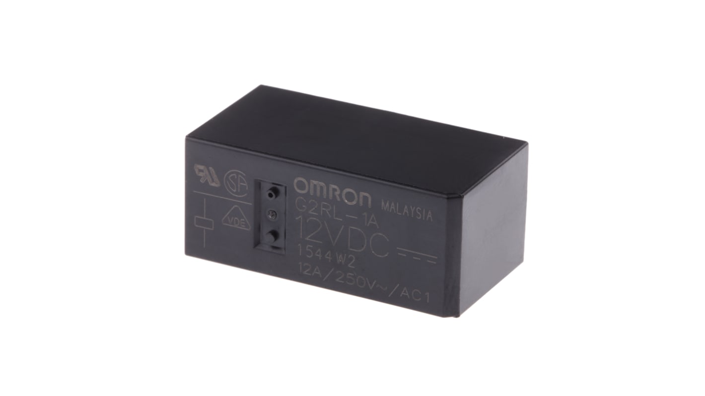 Relé de potencia sin enclavamiento Omron G2RL de 1 polo, SPST, bobina 12V dc, 12A, Montaje en PCB