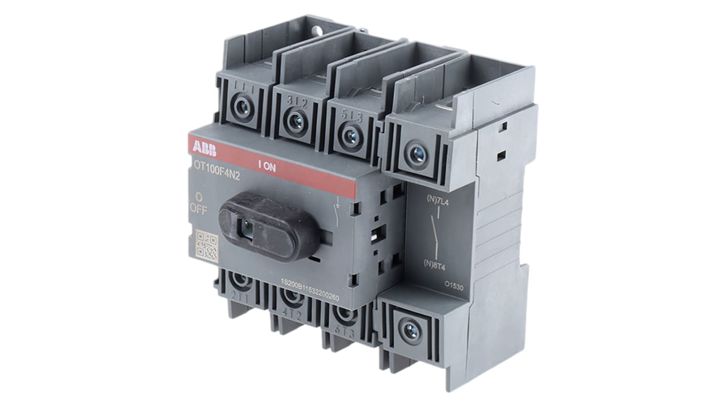 ABB 4P Pole Base Mounting Isolator Switch - 100A Maximum Current, 37kW Power Rating, IP20