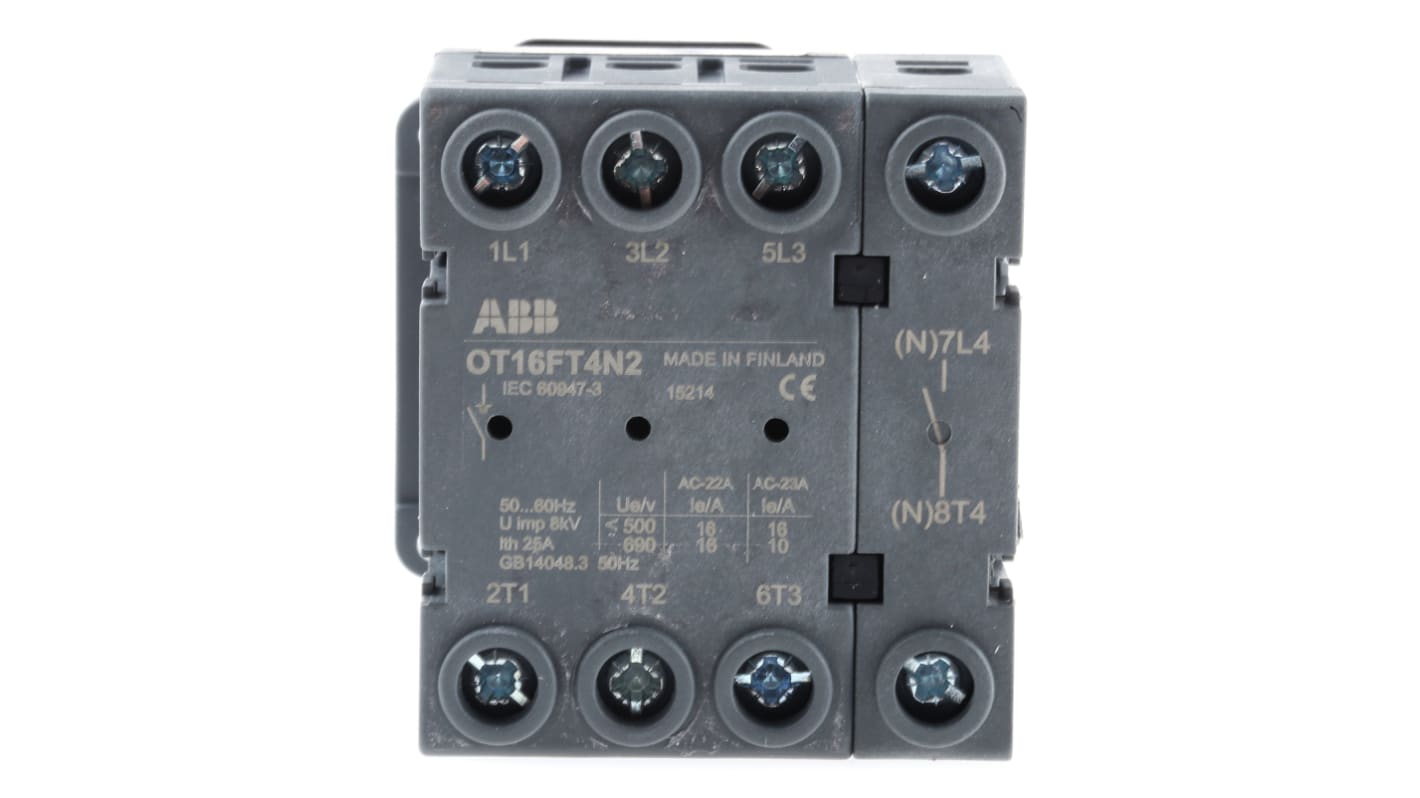 Interruttore sezionatore ABB OT16FT4N2 1SCA105711R1001 serie OT, 4P, 16A, 750V ca, Montaggio a pannello, IP20