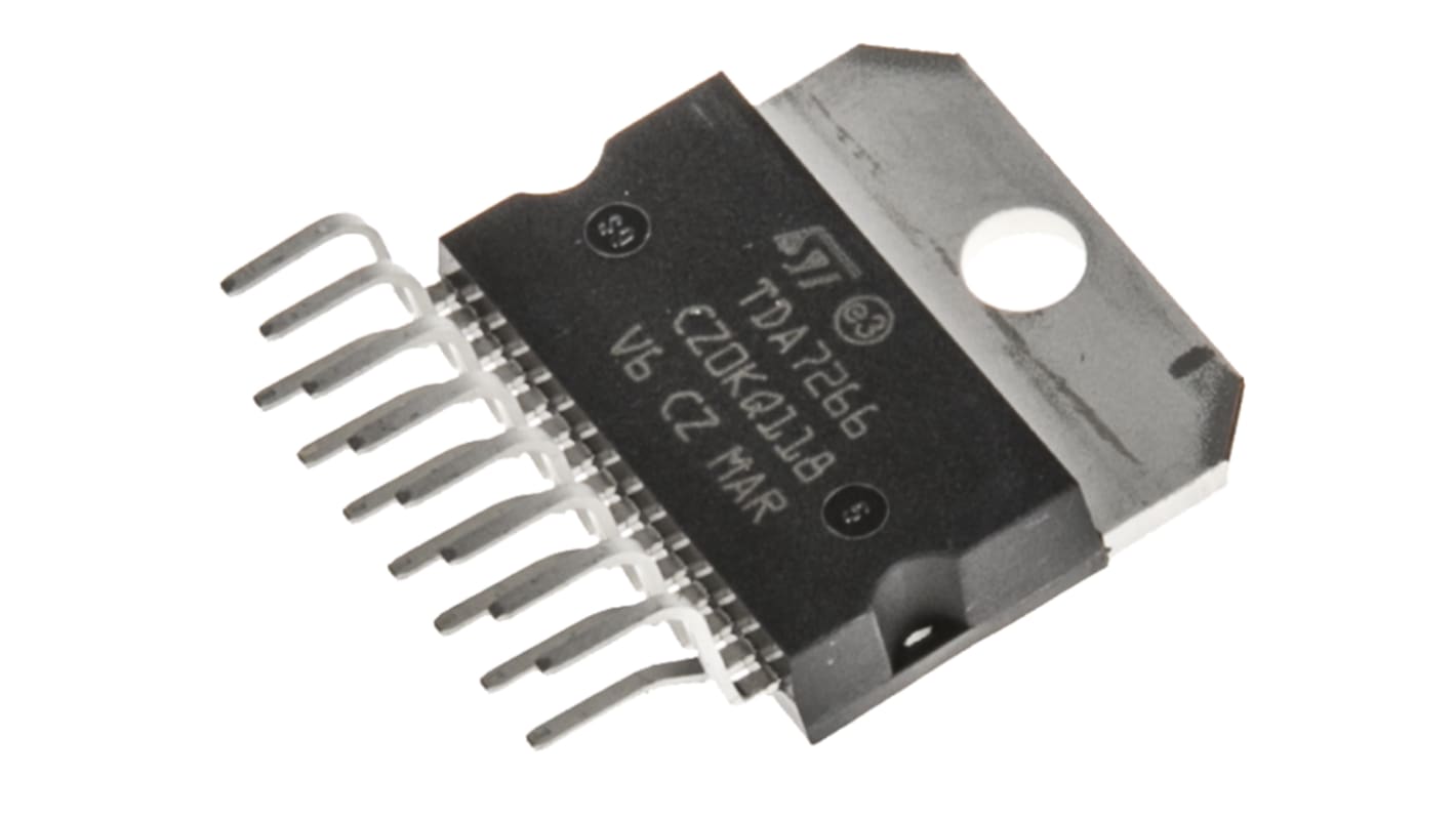 STMicroelectronics 桥接音频放大器, 7W, A-B 级, 15针, 通孔安装, MULTIWATT V, 11 V单电源, 用于扬声器