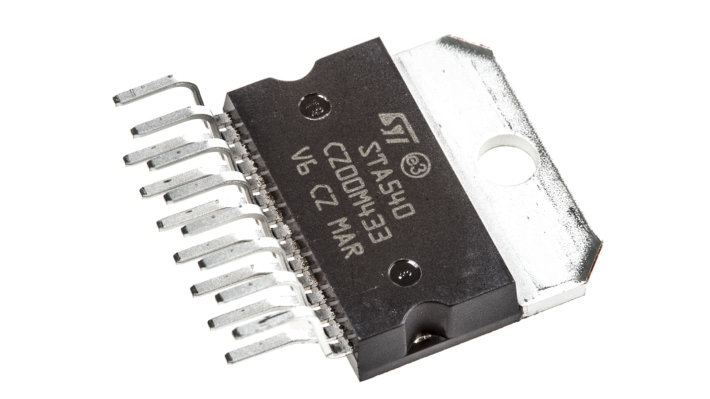 Amplificatore audio Classe A-B STMicroelectronics, Stereo a 2 canali, stereo a 4 canali, 15 Pin, alim. singola, 34W,