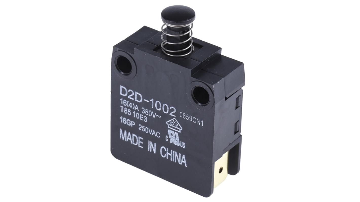 Omron Door Micro Switch, Plunger, SPST 16 A @ 250 V ac, -25 → +85°C