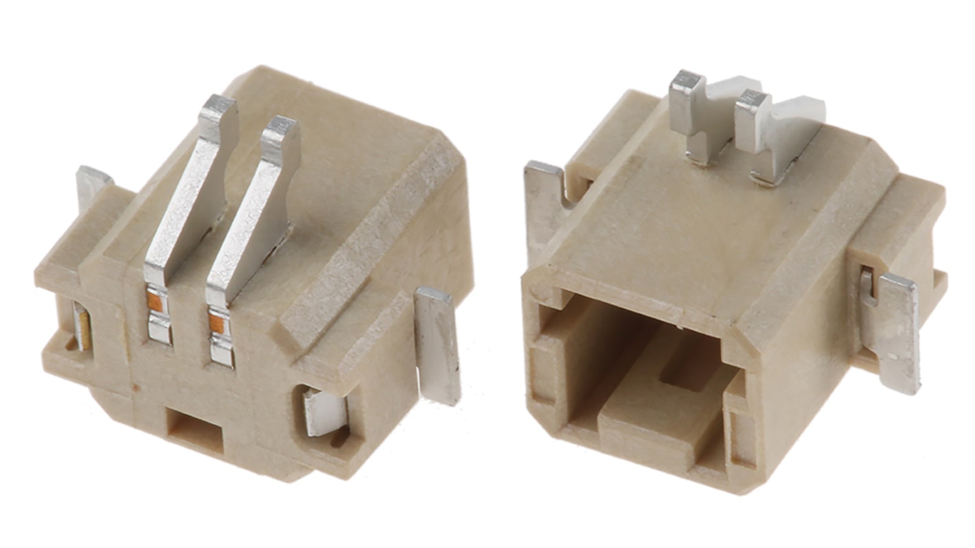 TE Connectivity Straight Surface Mount PCB Socket, 2-Contact, 1-Row, 1.5mm Pitch, Solder Termination