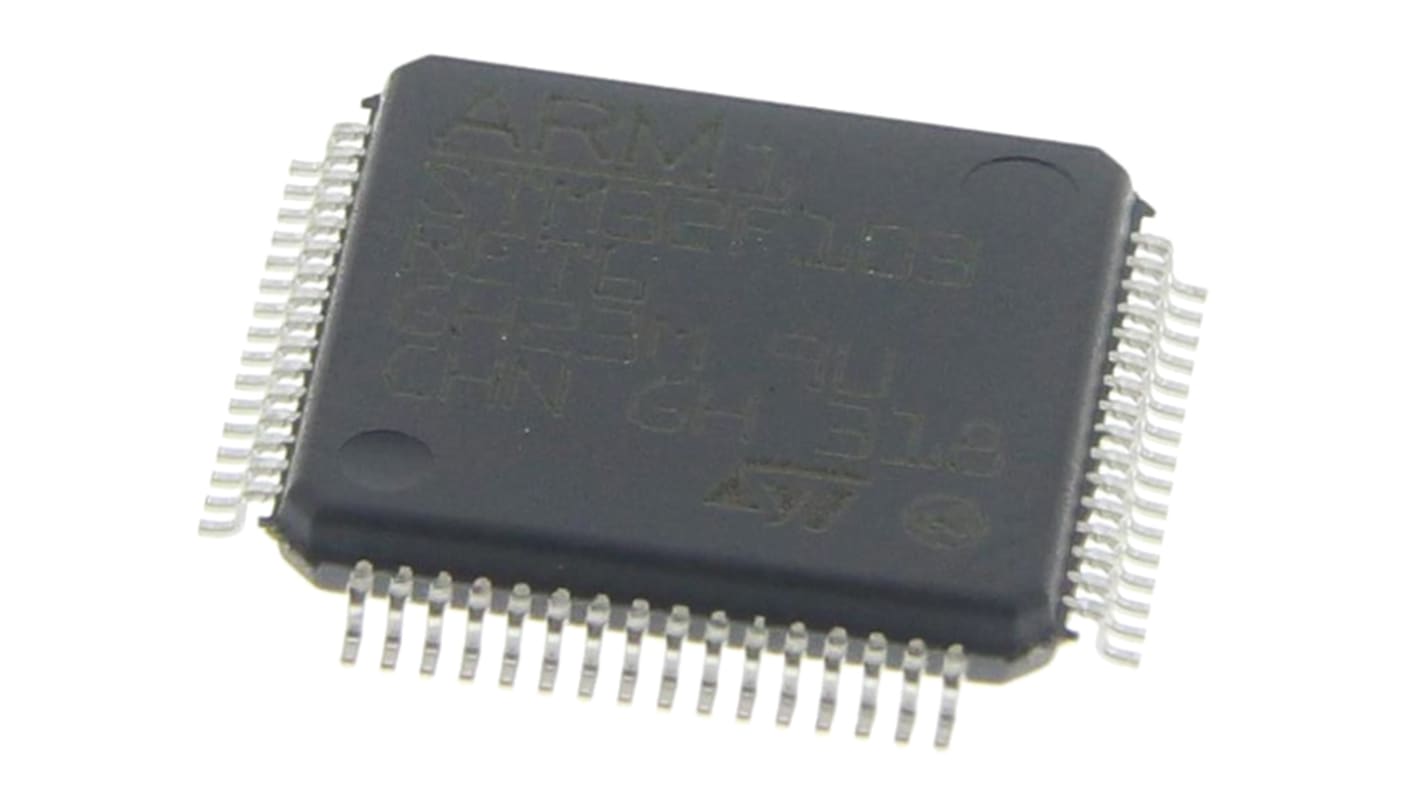 STMicroelectronics, 32bit ARM Cortex M3, STM32F1 Microcontroller, 72MHz, 512 kB Flash, 64-Pin LQFP