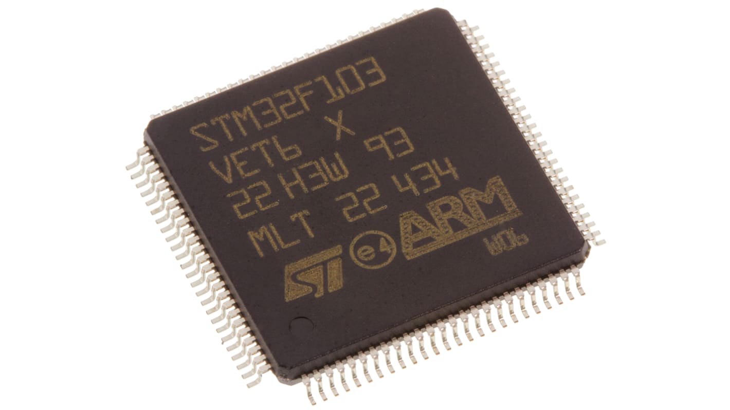STMicroelectronics STM32F103VET6, 32bit ARM Cortex M3 Microcontroller, STM32F, 72MHz, 512 kB Flash, 100-Pin LQFP