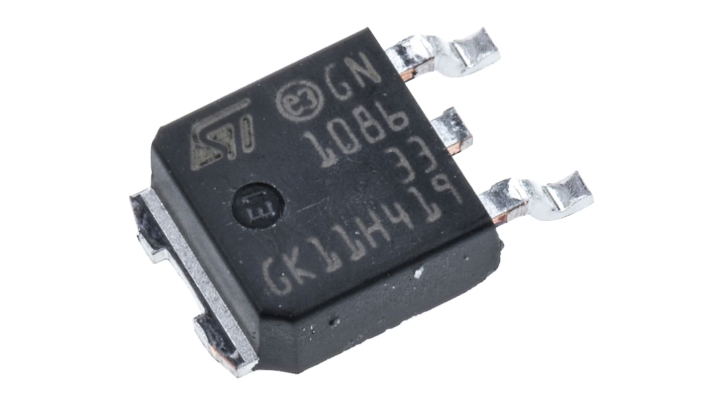 STMicroelectronics LDO稳压芯片, 3.3 V输出, 1.5A最大输出, 单路输出, DPAK, 3针, 贴片安装, -40 °C→+125 °C, ±1%精度