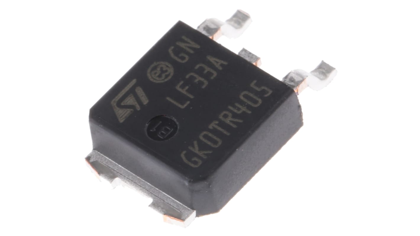 STMicroelectronics LDO稳压芯片, 3.3 V输出, 500mA最大输出, 单路输出, DPAK, 3针, 贴片安装, -40 °C→+125 °C, ±1%精度