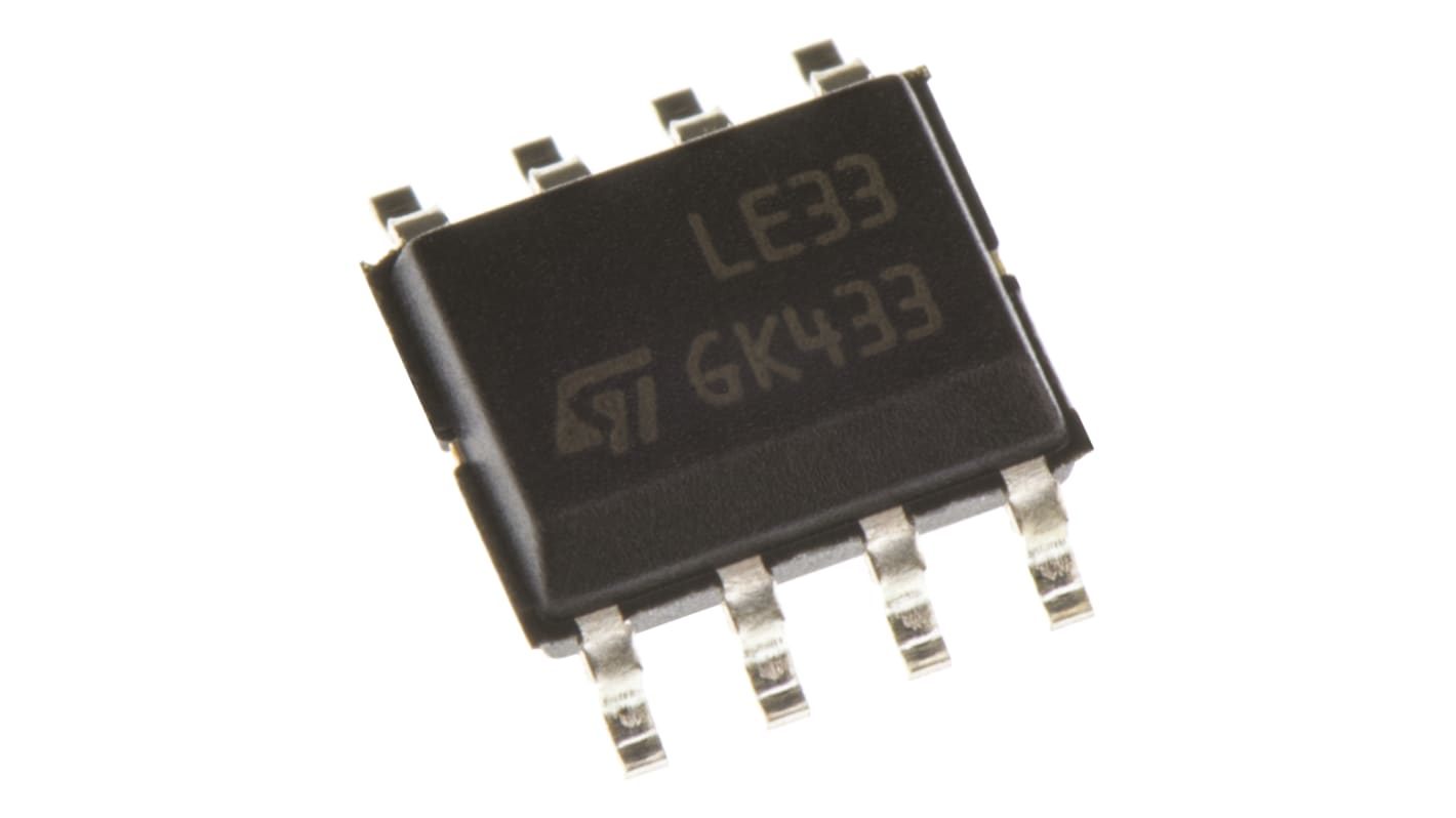 STMicroelectronics LDO稳压芯片, 3.3 V输出, 100mA最大输出, 单路输出, SOIC, 贴片, 8针