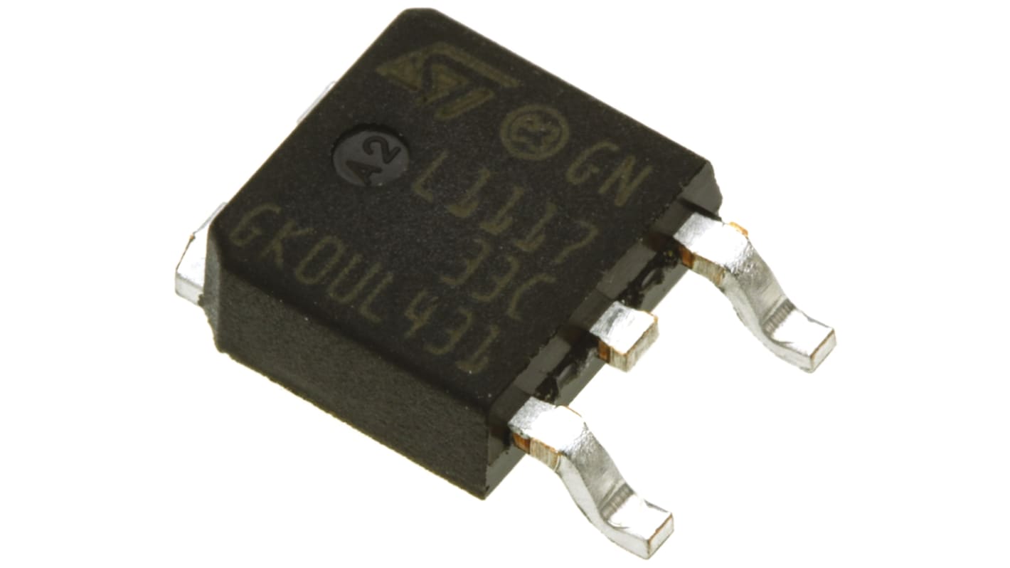 STMicroelectronics LDO稳压芯片, 3.3 V输出, 1.3A最大输出, 单路输出, DPAK, 3针, 贴片安装, -40 °C→+150 °C, ±1%精度