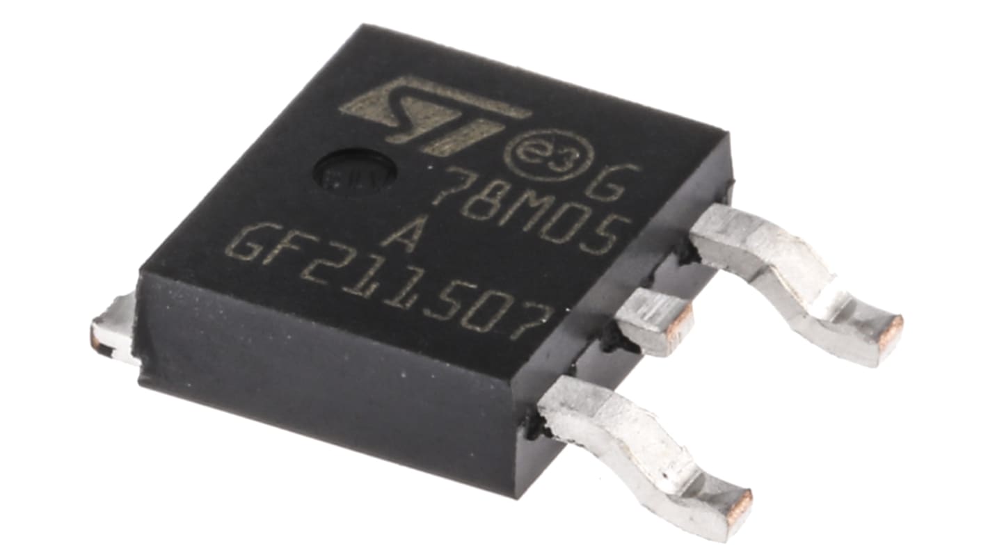 STMicroelectronics 线性稳压芯片, 5 V输出, 500mA最大输出, 单路输出, DPAK, 贴片, 3针