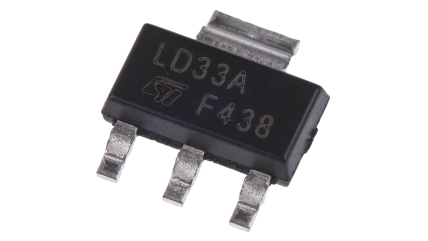 STMicroelectronics LDO稳压芯片, 3.3 V输出, 1.2A最大输出, 单路输出, SOT-223, 贴片, 3+Tab针