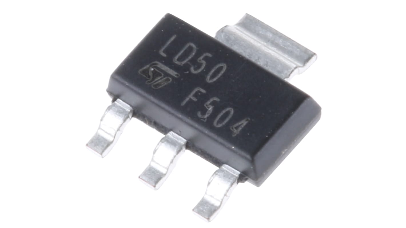 STMicroelectronics LDO稳压芯片, 5 V输出, 1.3A最大输出, 单路输出, SOT-223, 贴片, 3+Tab针