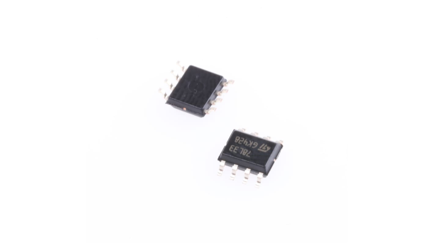 STMicroelectronics 线性稳压芯片, 3.3 V输出, 100mA最大输出, 单路输出, SOIC, 8针, 贴片安装, 0 °C→+125 °C, ±10%精度