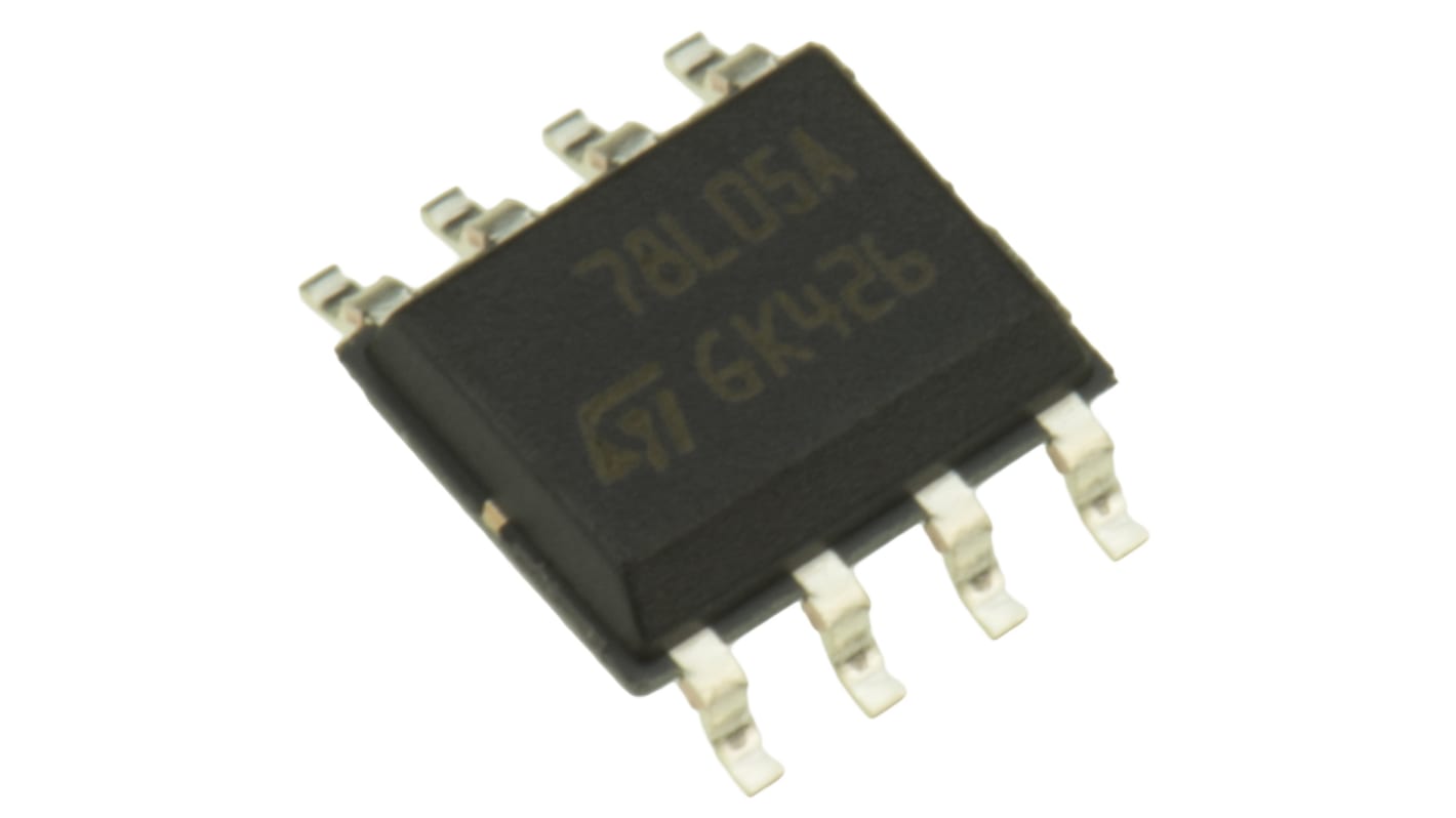 STMicroelectronics 线性稳压芯片, 5 V输出, 100mA最大输出, 单路输出, SOIC, 8针, 贴片安装, 0 °C→+150 °C, ±5%精度