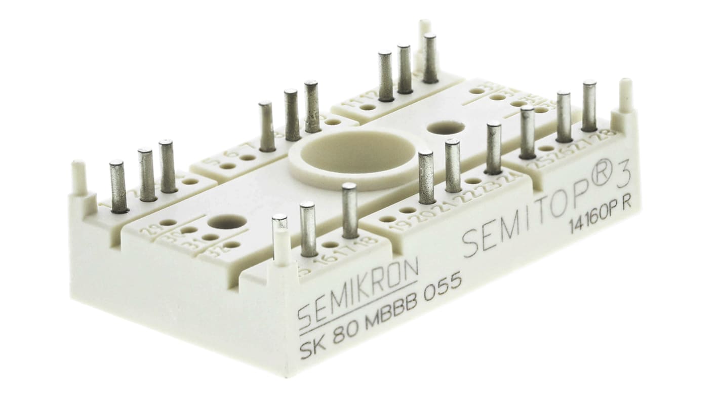 Hex N-Channel MOSFET, 117 A, 55 V, 28-Pin SEMITOP3 Semikron SK 80 MBBB 055