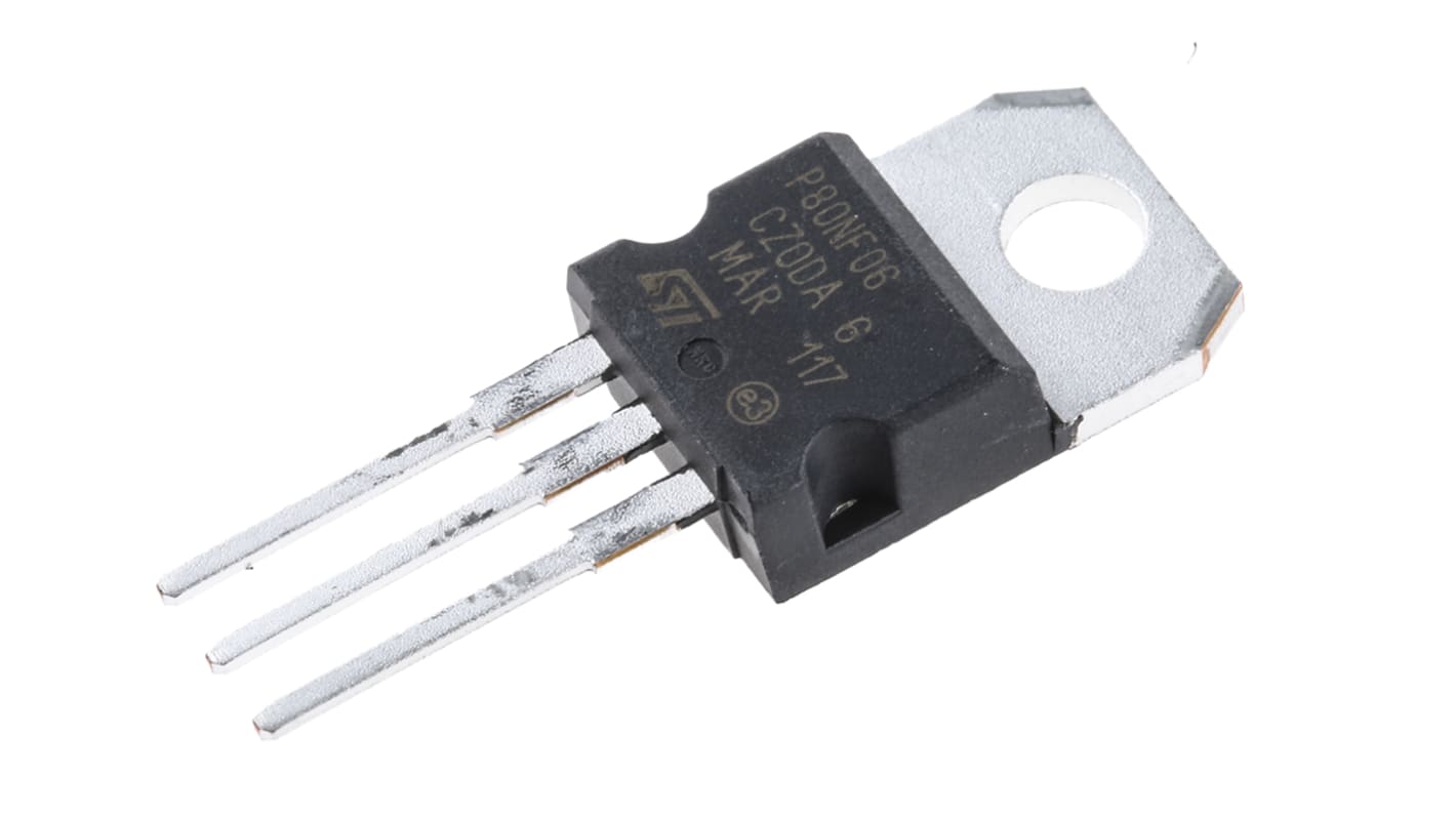 N-Channel MOSFET, 80 A, 60 V, 3-Pin TO-220 STMicroelectronics STP80NF06