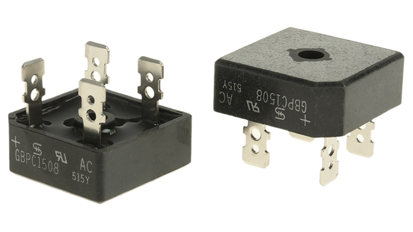 Můstkový usměrňovač GBPC1508 Jedna fáze 15A 800V Silikonový přechod, GBPC, počet kolíků: 4