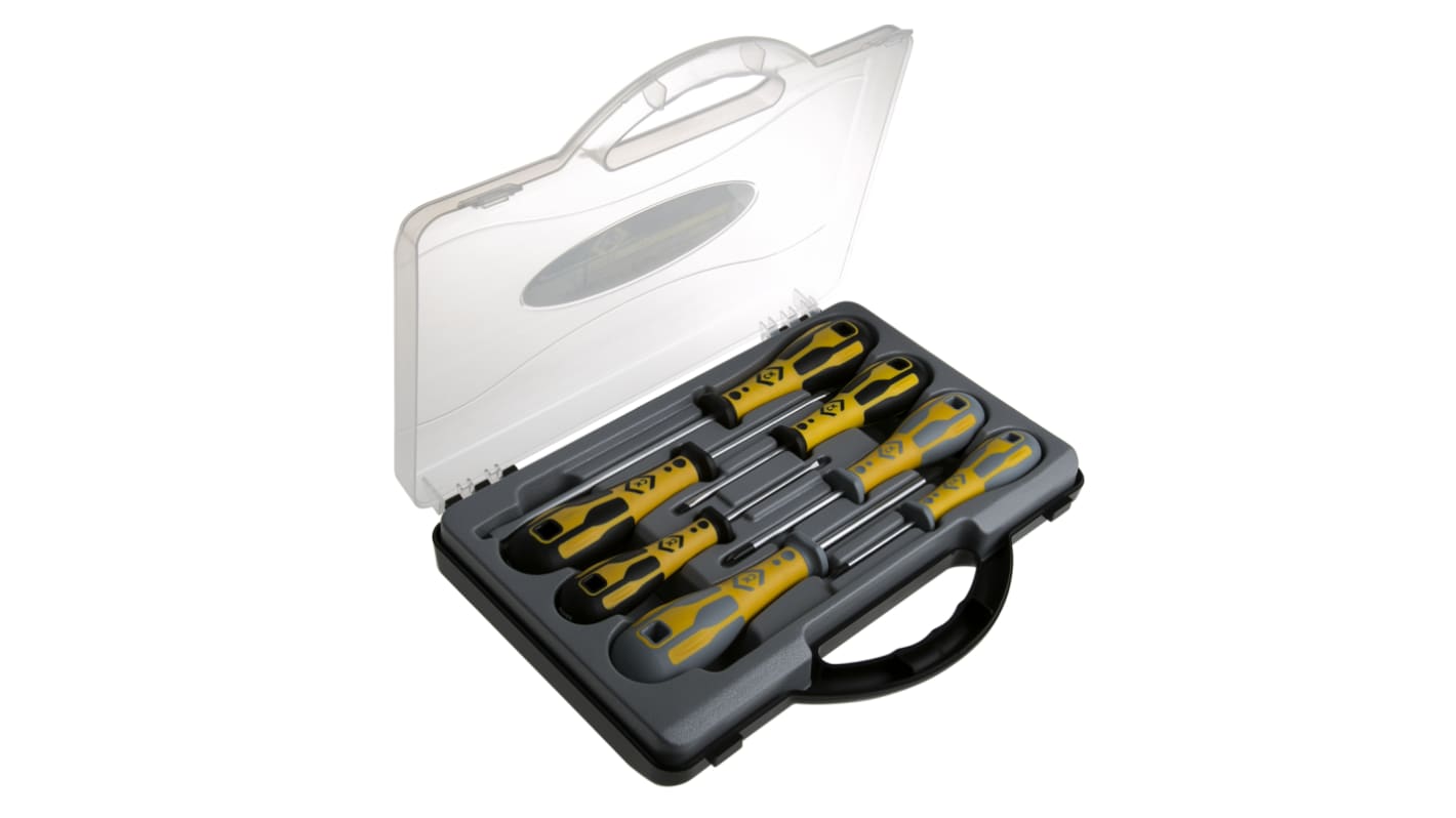 Set di cacciaviti CK, 7 pezzi Phillips, a taglio, lama Punta nera, cromata