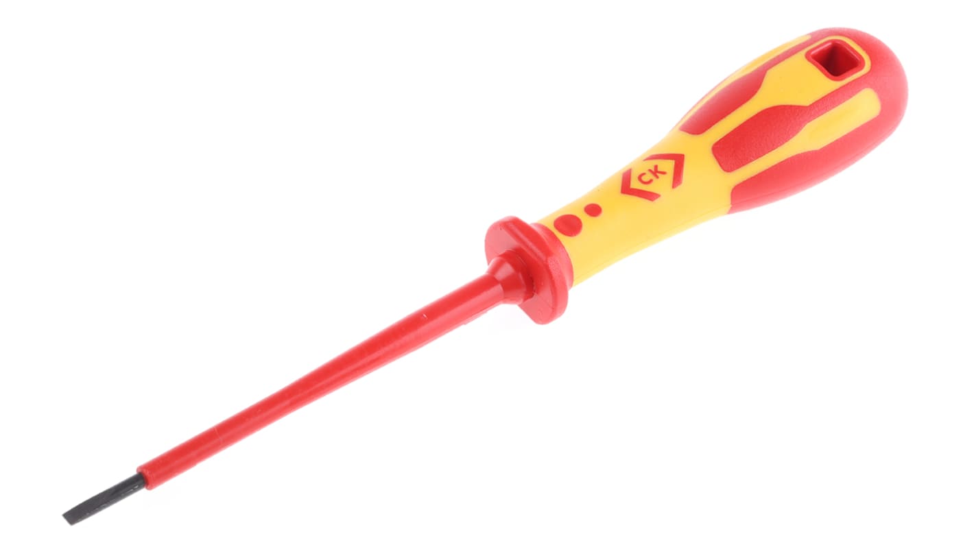 CK Slotted Insulated Screwdriver, 3 mm Tip, 100 mm Blade, VDE/1000V