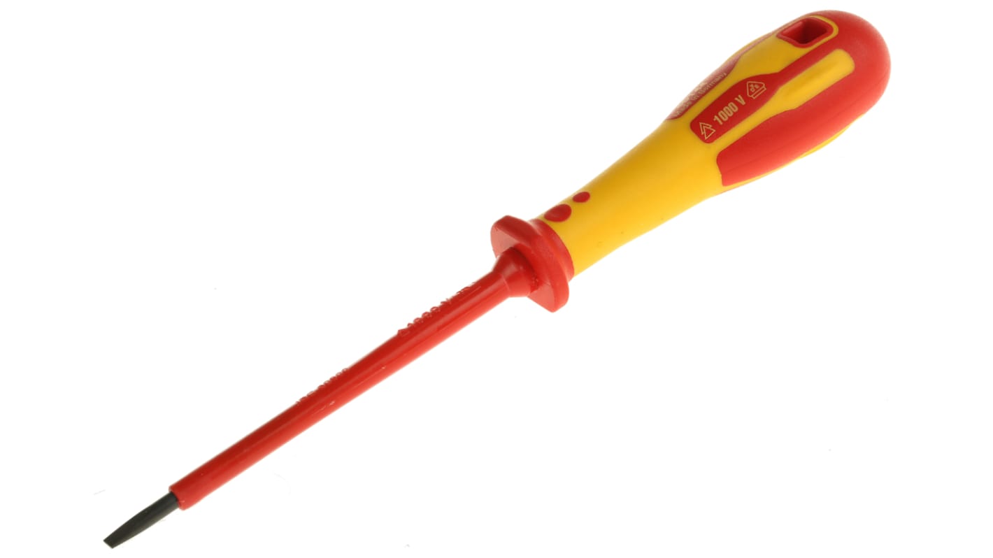 CK Slotted Insulated Screwdriver, 3,5 mm Tip, 100 mm Blade, VDE/1000V