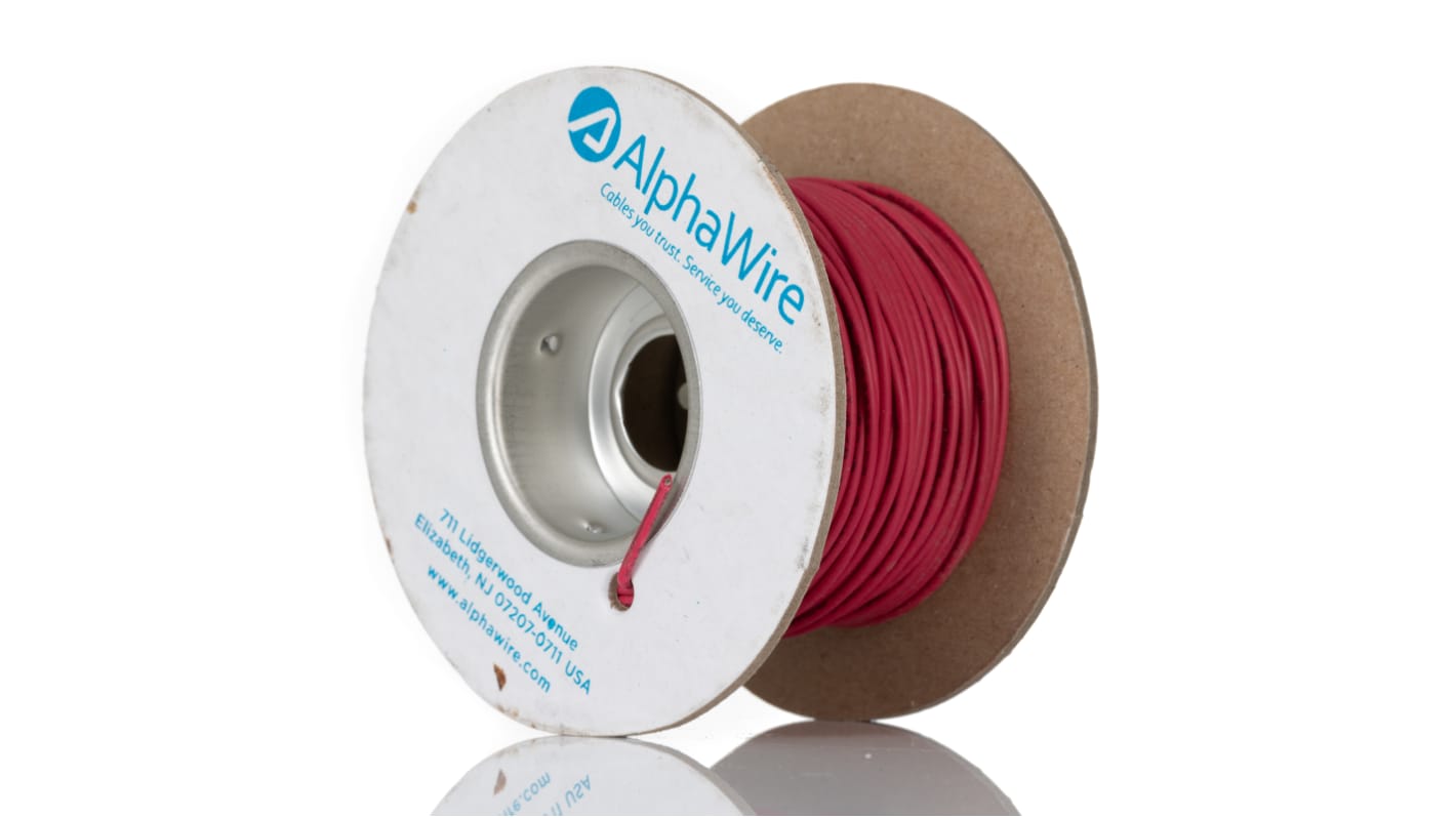 Alpha Wire Ecogen Ecowire Series Red 0.75 mm² Hook Up Wire, 18 AWG, 16/0.25 mm, 30m, MPPE Insulation, 6715 RD005