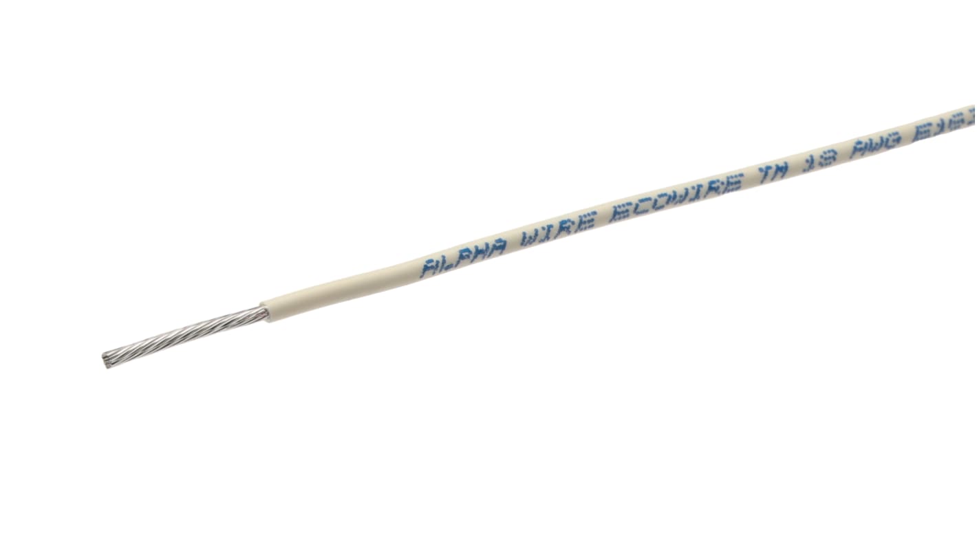 Alpha Wire 白色单芯线电线, 0.75 mm², 30m长, 18 AWG, 600 V, 最高+105°C, MPPE绝缘, Ecogen Ecowire系列